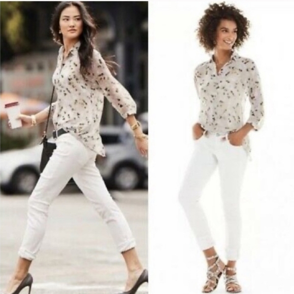 CAbi Tops - Cabi Grey Sheer Matinee Floral Button Down Blouse S